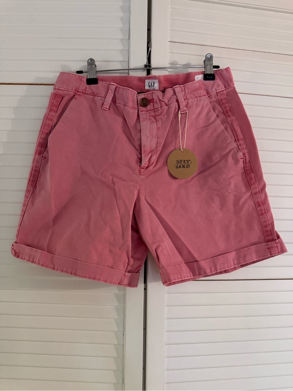Vintage GAP Pink Cotton Roll-Hem Girlfriend Chino Shorts